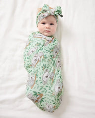 Koala Cuddles Swaddle & Luxe Bow Headband Set