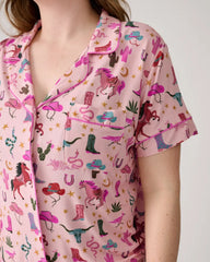 Pink Rancher Roundup Women's Short Sleeve & Shorts Pajama Set