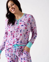 Spidey & His Amazing Friends Purple Tiny Webs Women's Long Sleeve Pajama Top