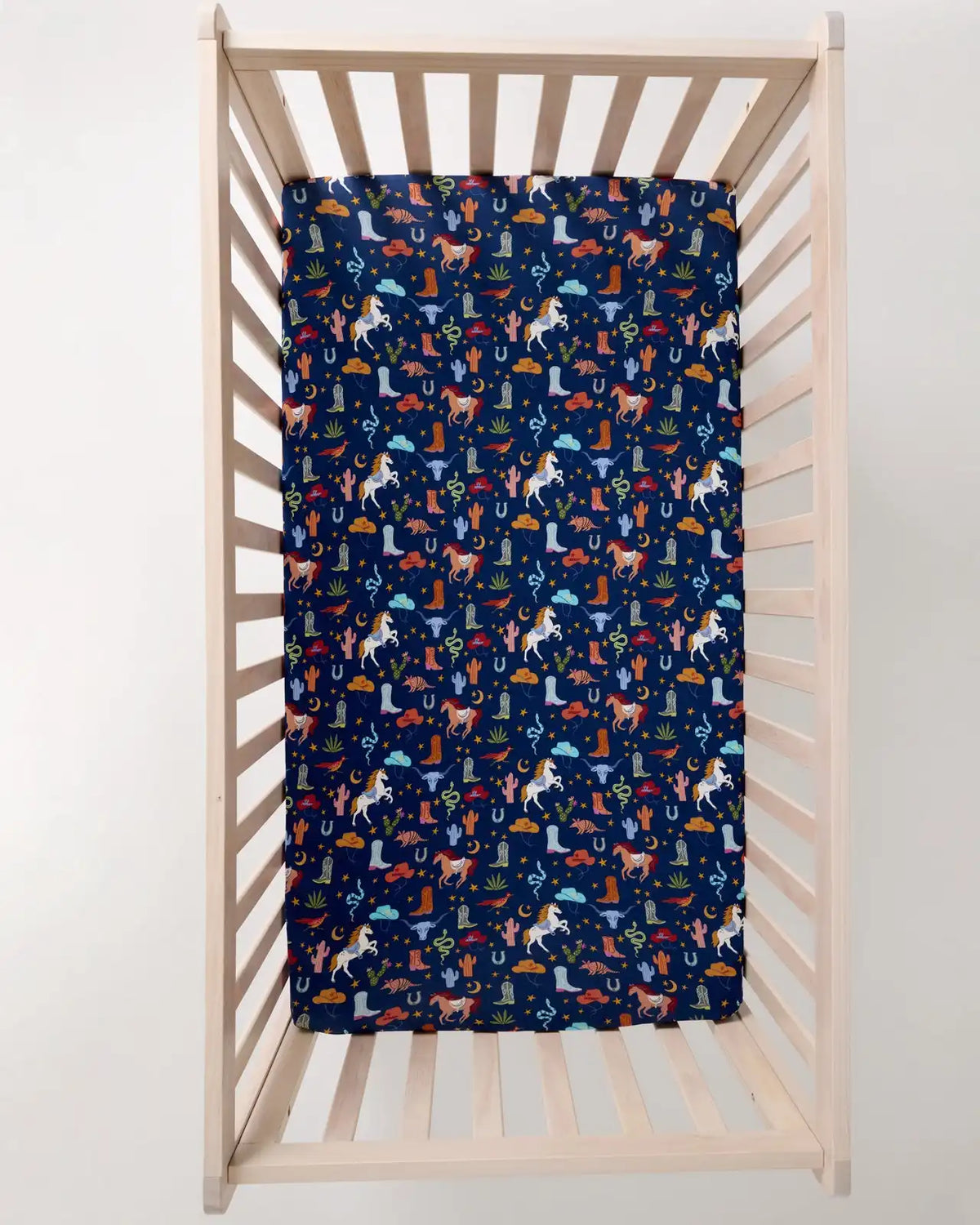 Blue Rancher Roundup Fitted Crib Sheet