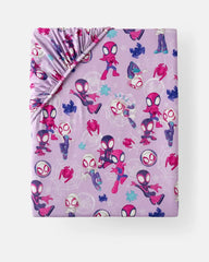 Spidey & His Amazing Friends Purple Tiny Webs Fitted Crib Sheet