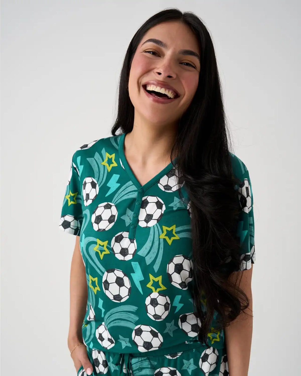 Soccer Stars Women's Short Sleeve Pajama Top