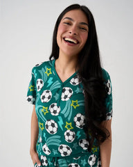 Soccer Stars Women's Short Sleeve Pajama Top