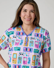 Purple Game On Women's Short Sleeve Pajama Top