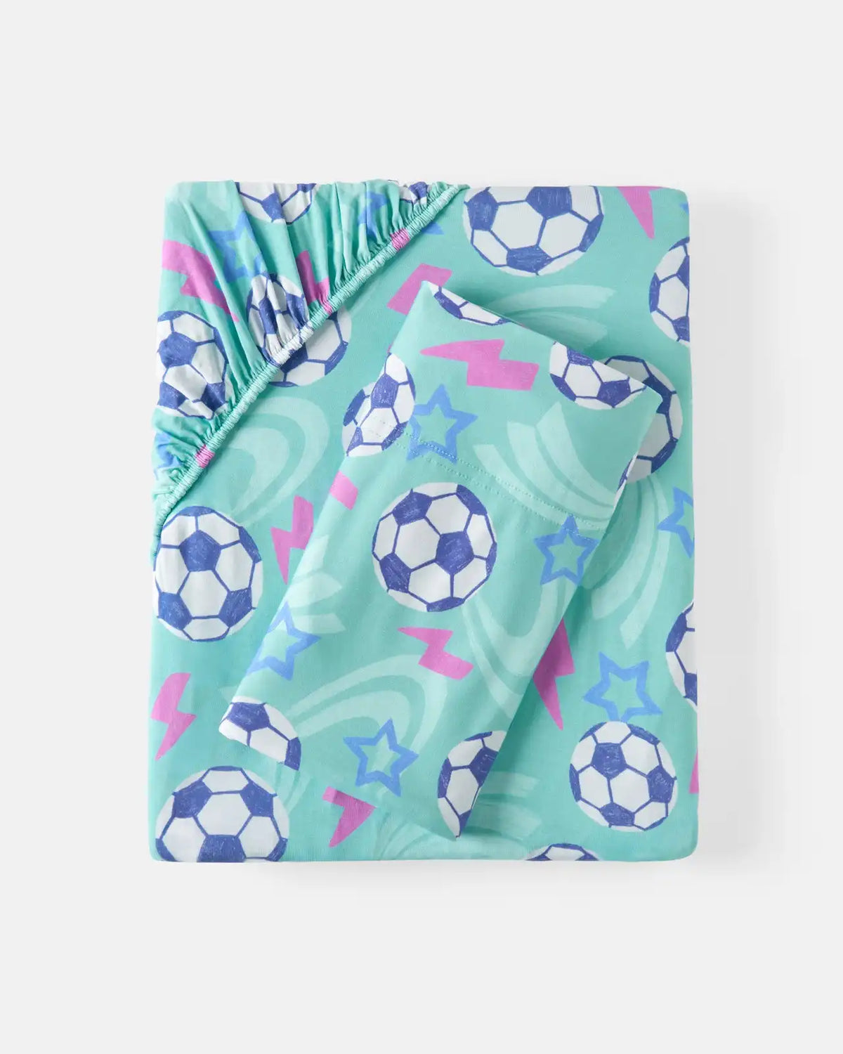 Aqua Soccer Stars Twin Sheet Set