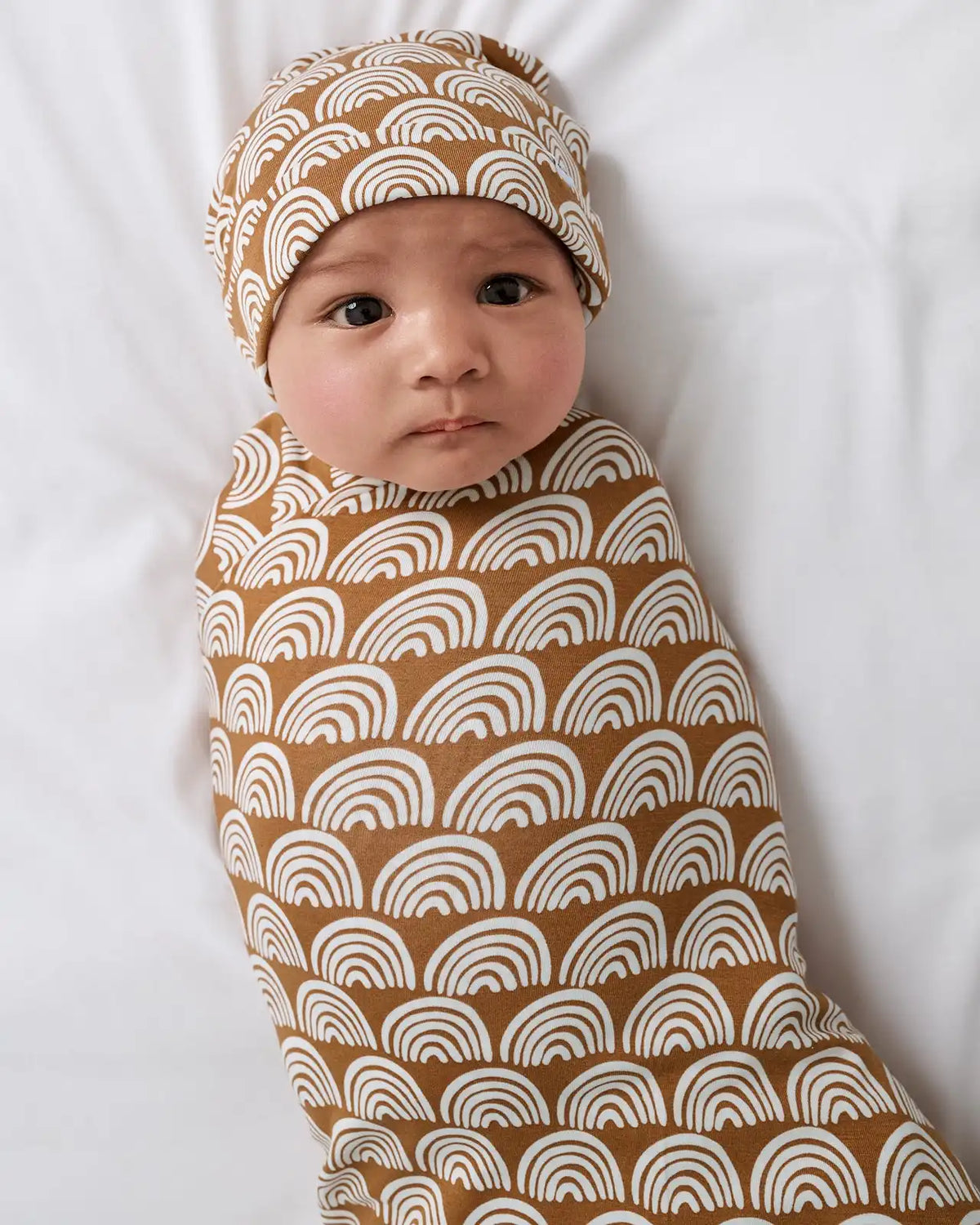 Rust Rainbows Swaddle & Beanie Set
