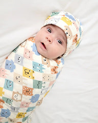 Check Mates Swaddle & Beanie Set
