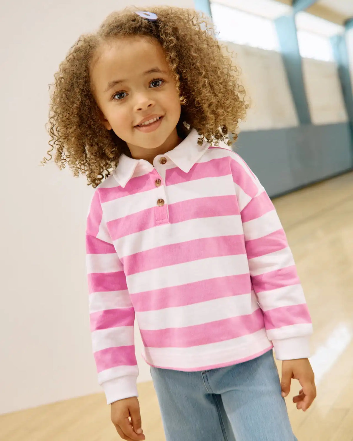 Pink Spark Stripe Polo Shirt