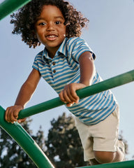 Jay Blue Heather Stripes Polo Shirt