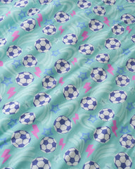 Aqua Soccer Stars Swaddle & Luxe Bow Headband Set