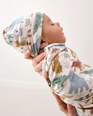 Sweet Safari Swaddle & Infant Beanie Set