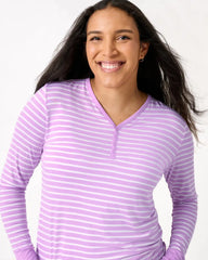 Sweet Orchid Stripe Women's Long Sleeve Pajama Top