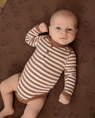 Chestnut Brown Stripe Henley Bodysuit