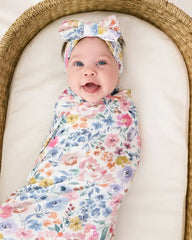 Tiny Blooms Swaddle & Luxe Bow Headband Set