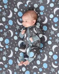 Blue To the Moon & Back Fitted Crib Sheet