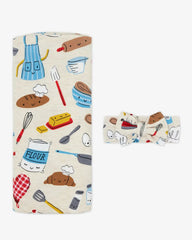 Little Chef Swaddle & Luxe Bow Headband Set
