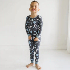 Blue To the Moon & Back Two-Piece Pajama Set