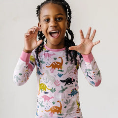 Pink Jurassic Jungle Two-Piece Pajama Set