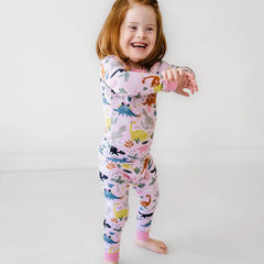 Pink Jurassic Jungle Two-Piece Pajama Set