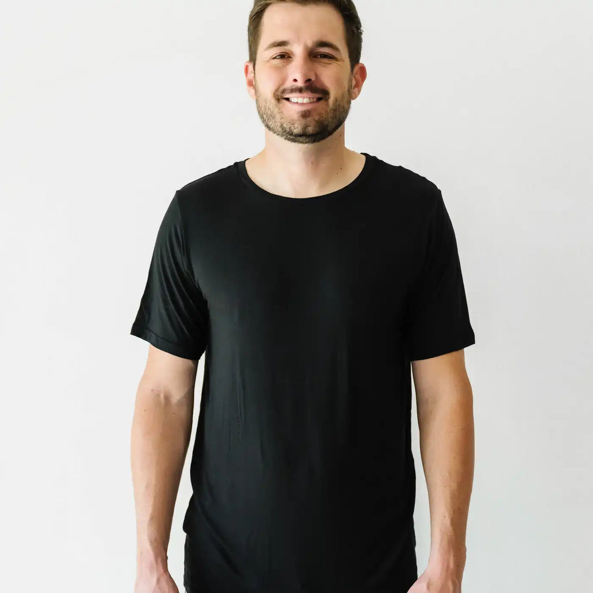 Black Men's Short Sleeve Pajama Top