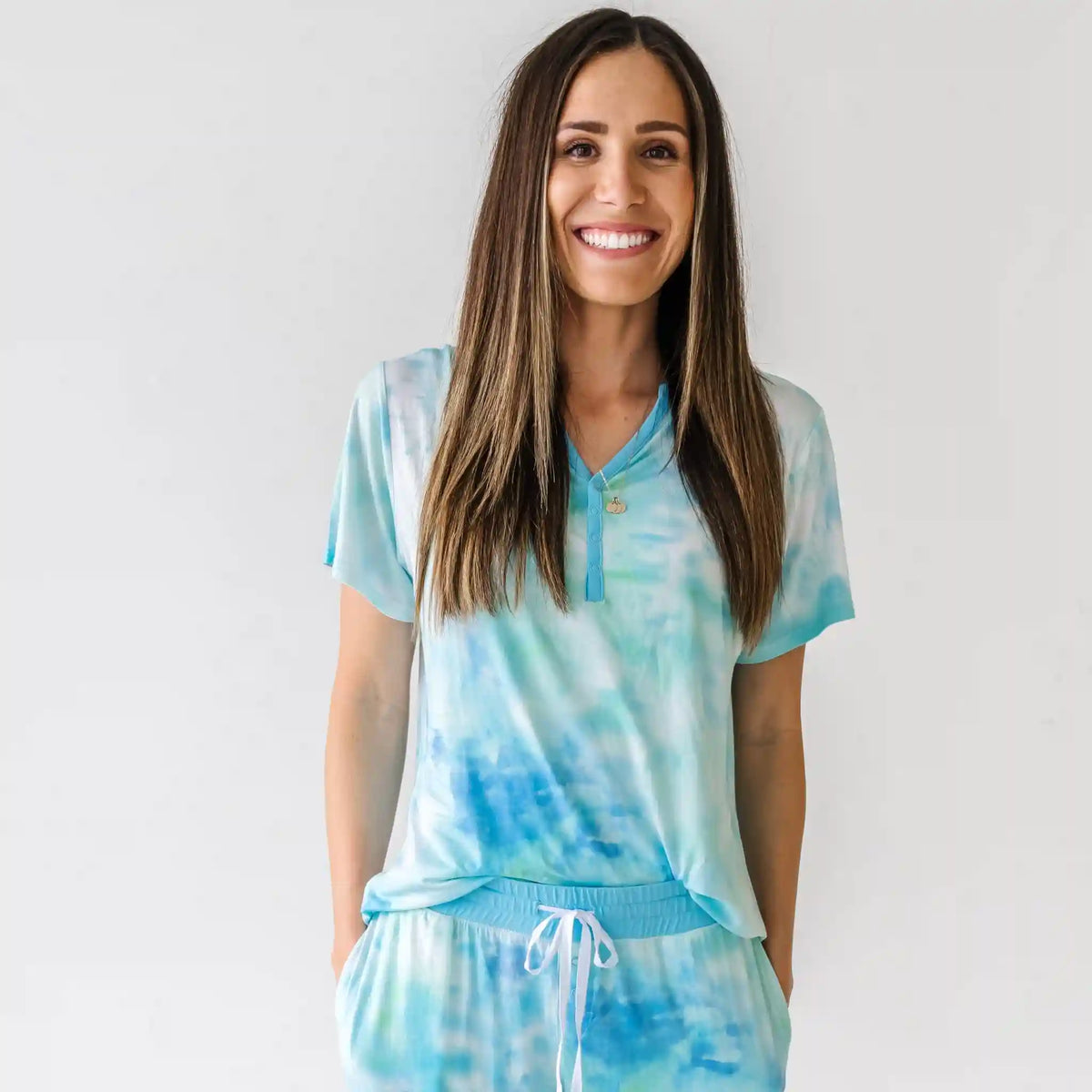 Tidepool Watercolor Women's Short Sleeve Pajama Top